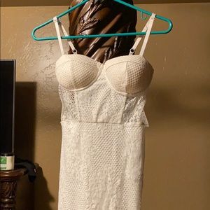 White elegant lace midi dress